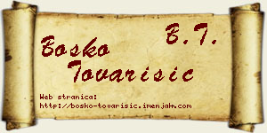 Boško Tovarišić vizit kartica